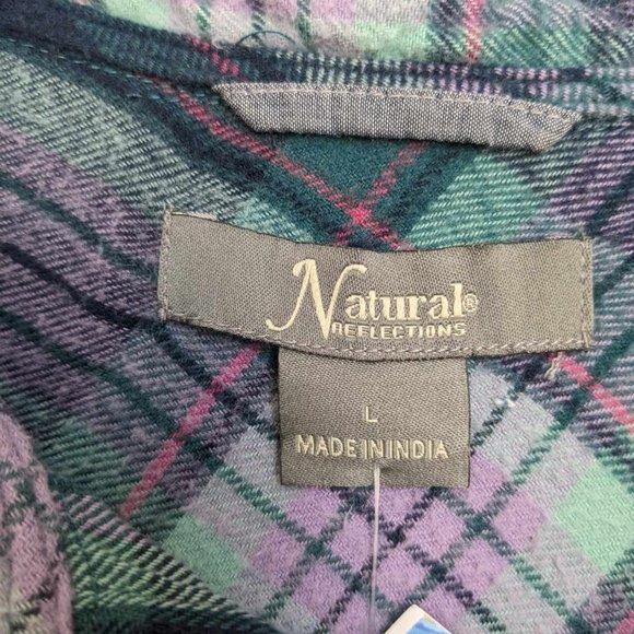 Journey Music Band Custom Blue Purple Flannel Women's Button Down Shirt Sz L - Picture 6 of 8